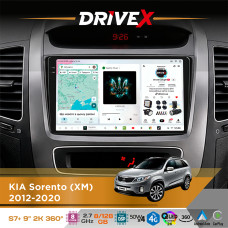 Штатна магнітола для KIA Sorento (XM) 2012-2020 DriveX S7+ 2K QLED 9" Android 8-ядерний 2.7ГГц 8x128Гб SIM-картка 3G/4G AK7808 AB 4x50W 360° DSP AK7739 VELVET бездротовий CarPlay та AndroidAuto