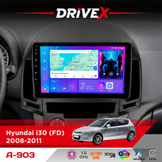 Штатна магнітола для Hyundai i30 (FD) 2008-2011 DriveX A-903 QLED 9" Android 4-ядерний 2+32Гб 4x50W(TDA7851) бездротовий CarPlay та AndroidAuto