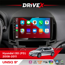 Штатна магнітола для Hyundai i30 (FD) 2008-2011 DriveX UN5 QLED 9" Android 4-ядерний 2+32Гб 4x45W бездротовий CarPlay та AndroidAuto