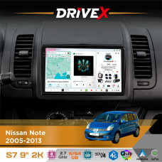 Штатна магнітола для Nissan Note 2005-2013 DriveX S7 2K QLED 9" Android 8-ядерний 2.7ГГц 6x64Гб SIM-картка 3G/4G AK7808 AB 4x50W DSP AK7739 VELVET бездротовий CarPlay та AndroidAuto