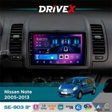 Штатна магнітола для Nissan Note 2005-2013 DriveX SE-903 QLED 9" Android 8-ядерний 4+64Гб SIM-картка 3G/4G DSP 4x50W(TDA7851) бездротовий CarPlay та AndroidAuto
