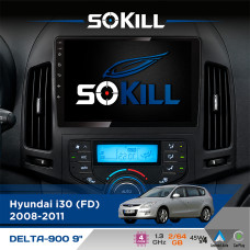 Штатна магнітола для Hyundai i30 (FD) 2008-2011 SoKill DELTA-900 9" Android 4-ядерний 2+64Гб 4x45W бездротовий CarPlay та AndroidAuto
