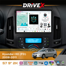 Штатна магнітола для Hyundai i30 (FD) 2008-2011 DriveX S7 2K QLED 9" Android 8-ядерний 2.7ГГц 6x64Гб SIM-картка 3G/4G AK7808 AB 4x50W DSP AK7739 VELVET бездротовий CarPlay та AndroidAuto
