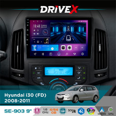 Штатна магнітола для Hyundai i30 (FD) 2008-2011 DriveX SE-903 QLED 9" Android 8-ядерний 4+64Гб SIM-картка 3G/4G DSP 4x50W(TDA7851) бездротовий CarPlay та AndroidAuto