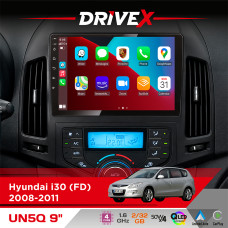 Штатна магнітола для Hyundai i30 (FD) 2008-2011 DriveX UN5 QLED 9" Android 4-ядерний 2+32Гб 4x45W бездротовий CarPlay та AndroidAuto