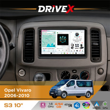 Штатна магнітола для Nissan Primastar 2006-2014 DriveX S3 QLED 10" Android 8-ядерний 1.6ГГц 4x64Гб SIM-картка 3G/4G 7388 4x45W ASP TM2313 бездротовий CarPlay та AndroidAuto