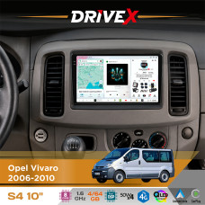 Штатна магнітола для Renault Trafic 2006-2010 DriveX S4 QLED 10" Android 8-ядерний 1.6ГГц 4x64Гб SIM-картка 3G/4G TDA7851 4x50W DSP AK7604 бездротовий CarPlay та AndroidAuto