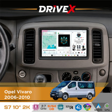 Штатна магнітола для Nissan Primastar 2006-2014 DriveX S7 2K QLED 10" Android 8-ядерний 2.7ГГц 6x64Гб SIM-картка 3G/4G AK7808 AB 4x50W DSP AK7739 VELVET бездротовий CarPlay та AndroidAuto