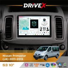 Штатна магнітола для Opel Vivaro (X83) 2011-2014 DriveX S3 QLED 10" Android 8-ядерний 1.6ГГц 4x64Гб SIM-картка 3G/4G 7388 4x45W ASP TM2313 бездротовий CarPlay та AndroidAuto