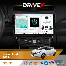 Штатна магнітола для Nissan Leaf 2018+ DriveX S3 QLED 9" Android 8-ядерний 1.6ГГц 4x64Гб SIM-картка 3G/4G 7388 4x45W ASP TM2313 бездротовий CarPlay та AndroidAuto
