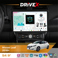 Штатна магнітола для Nissan Leaf 2018+ DriveX S4 QLED 9" Android 8-ядерний 1.6ГГц 4x64Гб SIM-картка 3G/4G TDA7851 4x50W DSP AK7604 бездротовий CarPlay та AndroidAuto