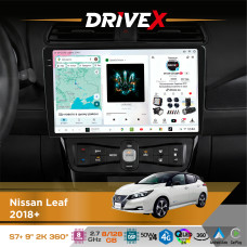 Штатна магнітола для Nissan Leaf 2018+ DriveX S7+ 2K QLED 9" Android 8-ядерний 2.7ГГц 8x128Гб SIM-картка 3G/4G AK7808 AB 4x50W 360° DSP AK7739 VELVET бездротовий CarPlay та AndroidAuto