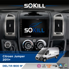 Штатна магнітола для Fiat Ducato 2011+ SoKill DELTA-900 9" Android 4-ядерний 2+64Гб 4x45W бездротовий CarPlay та AndroidAuto