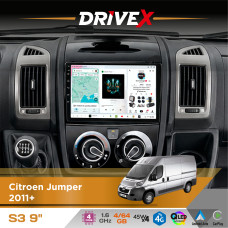 Штатна магнітола для Citroen Jumper 2011+ DriveX S3 QLED 9" Android 8-ядерний 1.6ГГц 4x64Гб SIM-картка 3G/4G 7388 4x45W ASP TM2313 бездротовий CarPlay та AndroidAuto