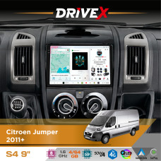 Штатна магнітола для Peugeot Boxer 2011+ DriveX S4 QLED 9" Android 8-ядерний 1.6ГГц 4x64Гб SIM-картка 3G/4G TDA7851 4x50W DSP AK7604 бездротовий CarPlay та AndroidAuto