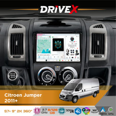 Штатна магнітола для Peugeot Boxer 2011+ DriveX S7+ 2K QLED 9" Android 8-ядерний 2.7ГГц 8x128Гб SIM-картка 3G/4G AK7808 AB 4x50W 360° DSP AK7739 VELVET бездротовий CarPlay та AndroidAuto