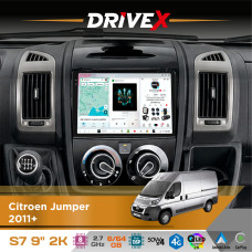 Штатна магнітола для Citroen Jumper 2011+ DriveX S7 2K QLED 9" Android 8-ядерний 2.7ГГц 6x64Гб SIM-картка 3G/4G AK7808 AB 4x50W DSP AK7739 VELVET бездротовий CarPlay та AndroidAuto
