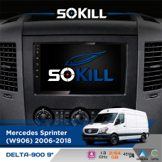 Штатна магнітола для Mercedes Sprinter (W906) 2006-2018 SoKill DELTA-900 9" Android 4-ядерний 2+64Гб 4x45W бездротовий CarPlay та AndroidAuto