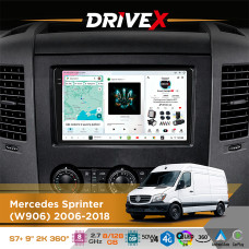 Штатна магнітола для Volkswagen Crafter 2006-2016 DriveX S7+ 2K QLED 9" Android 8-ядерний 2.7ГГц 8x128Гб SIM-картка 3G/4G AK7808 AB 4x50W 360° DSP AK7739 VELVET бездротовий CarPlay та AndroidAuto