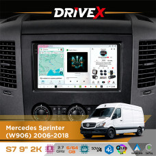 Штатна магнітола для Mercedes Sprinter (W906) 2006-2018 DriveX S7 2K QLED 9" Android 8-ядерний 2.7ГГц 6x64Гб SIM-картка 3G/4G AK7808 AB 4x50W DSP AK7739 VELVET бездротовий CarPlay та AndroidAuto