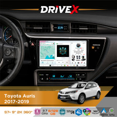 Штатна магнітола для Toyota Auris 2017-2019 DriveX S7+ 2K QLED 9" Android 8-ядерний 2.7ГГц 8x128Гб SIM-картка 3G/4G AK7808 AB 4x50W 360° DSP AK7739 VELVET бездротовий CarPlay та AndroidAuto