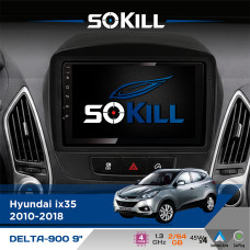 Штатна магнітола для Hyundai ix35 2010-2018 SoKill DELTA-900 9" Android 4-ядерний 2+64Гб 4x45W бездротовий CarPlay та AndroidAuto
