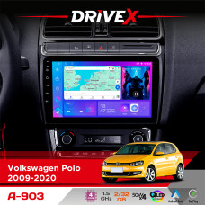Штатна магнітола для Volkswagen Polo 2009-2020 DriveX A-903 QLED 9" Android 4-ядерний 2+32Гб 4x50W(TDA7851) бездротовий CarPlay та AndroidAuto