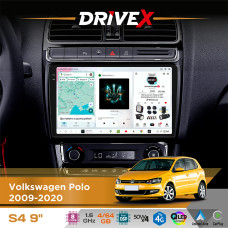Штатна магнітола для Volkswagen Polo 2009-2020 DriveX S4 QLED 9" Android 8-ядерний 1.6ГГц 4x64Гб SIM-картка 3G/4G TDA7851 4x50W DSP AK7604 бездротовий CarPlay та AndroidAuto