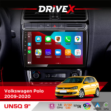 Штатна магнітола для Volkswagen Polo 2009-2020 DriveX UN5 QLED 9" Android 4-ядерний 2+32Гб 4x45W бездротовий CarPlay та AndroidAuto
