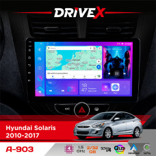 Штатна магнітола для Hyundai Solaris 2010-2017 DriveX A-903 QLED 9" Android 4-ядерний 2+32Гб 4x50W(TDA7851) бездротовий CarPlay та AndroidAuto