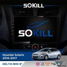 Штатна магнітола для Hyundai Accent 2010-2017 SoKill DELTA-900 9" Android 4-ядерний 2+64Гб 4x45W бездротовий CarPlay та AndroidAuto