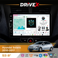 Штатна магнітола для Dodge Attitude 2011-2014 DriveX S3 QLED 8" з фізичними кнопками Android 8-ядерний 1.6ГГц 4x64Гб SIM-картка 3G/4G 7388 45W ASP TM2313 бездротовий CarPlay та AndroidAuto