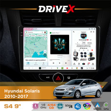 Штатна магнітола для Hyundai Accent 2010-2017 DriveX S4 QLED 9" Android 8-ядерний 1.6ГГц 4x64Гб SIM-картка 3G/4G TDA7851 4x50W DSP AK7604 бездротовий CarPlay та AndroidAuto