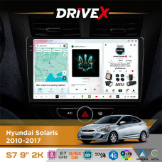 Штатна магнітола для Hyundai Solaris 2010-2017 DriveX S7 2K QLED 9" Android 8-ядерний 2.7ГГц 6x64Гб SIM-картка 3G/4G AK7808 AB 4x50W DSP AK7739 VELVET бездротовий CarPlay та AndroidAuto