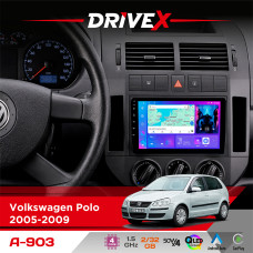 Штатна магнітола для Volkswagen Polo 2005-2009 DriveX A-903 QLED 9" Android 4-ядерний 2+32Гб 4x50W(TDA7851) бездротовий CarPlay та AndroidAuto