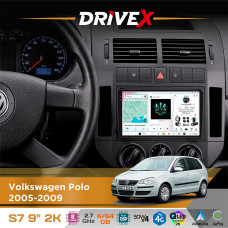 Штатна магнітола для Volkswagen Polo 2005-2009 DriveX S7 2K QLED 9" Android 8-ядерний 2.7ГГц 6x64Гб SIM-картка 3G/4G AK7808 AB 4x50W DSP AK7739 VELVET бездротовий CarPlay та AndroidAuto