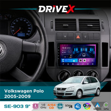 Штатна магнітола для Volkswagen Polo 2005-2009 DriveX SE-903 QLED 9" Android 8-ядерний 4+64Гб SIM-картка 3G/4G DSP 4x50W(TDA7851) бездротовий CarPlay та AndroidAuto