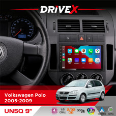 Штатна магнітола для Volkswagen Polo 2005-2009 DriveX UN5 QLED 9" Android 4-ядерний 2+32Гб 4x45W бездротовий CarPlay та AndroidAuto