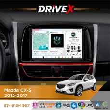 Штатна магнітола для Mazda CX-5 2012-2017 DriveX S7+ 2K QLED 9" Android 8-ядерний 2.7ГГц 8x128Гб SIM-картка 3G/4G AK7808 AB 4x50W 360° DSP AK7739 VELVET бездротовий CarPlay та AndroidAuto