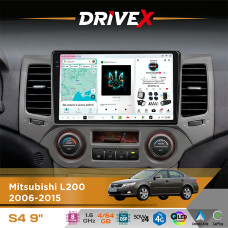 Штатна магнітола для Mitsubishi Triton 2006-2015 DriveX S4 QLED 9" Android 8-ядерний 1.6ГГц 4x64Гб SIM-картка 3G/4G TDA7851 4x50W DSP AK7604 бездротовий CarPlay та AndroidAuto