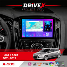 Штатна магнітола для Ford Focus 2011-2019 DriveX A-903 QLED 9" Android 4-ядерний 2+32Гб 4x50W(TDA7851) бездротовий CarPlay та AndroidAuto