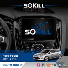 Штатна магнітола для Ford Focus 2011-2019 SoKill DELTA-900 9" Android 4-ядерний 2+64Гб 4x45W бездротовий CarPlay та AndroidAuto