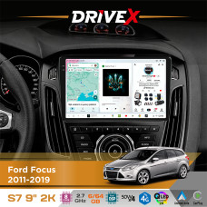 Штатна магнітола для Ford Focus 2011-2019 DriveX S7 2K QLED 9" Android 8-ядерний 2.7ГГц 6x64Гб SIM-картка 3G/4G AK7808 AB 4x50W DSP AK7739 VELVET бездротовий CarPlay та AndroidAuto