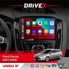 Штатна магнітола для Ford Focus 2011-2019 DriveX UN5 QLED 9" Android 4-ядерний 2+32Гб 4x45W бездротовий CarPlay та AndroidAuto