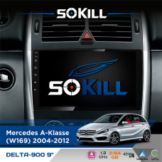 Штатна магнітола для Mercedes A-Klasse (W169) 2004-2012 SoKill DELTA-900 9" Android 4-ядерний 2+64Гб 4x45W бездротовий CarPlay та AndroidAuto