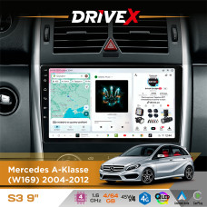 Штатна магнітола для Mercedes B-Klasse (W245) 2005-2011 DriveX S3 QLED 9" Android 8-ядерний 1.6ГГц 4x64Гб SIM-картка 3G/4G 7388 4x45W ASP TM2313 бездротовий CarPlay та AndroidAuto