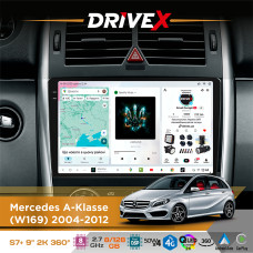 Штатна магнітола для Mercedes B-Klasse (W245) 2005-2011 DriveX S7+ 2K QLED 9" Android 8-ядерний 2.7ГГц 8x128Гб SIM-картка 3G/4G AK7808 AB 4x50W 360° DSP AK7739 VELVET бездротовий CarPlay та AndroidAuto