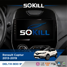 Штатна магнітола для Renault Captur 2013-2019 SoKill DELTA-900 9" Android 4-ядерний 2+64Гб 4x45W бездротовий CarPlay та AndroidAuto