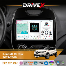 Штатна магнітола для Renault Captur 2013-2019 DriveX S7 2K QLED 9" Android 8-ядерний 2.7ГГц 6x64Гб SIM-картка 3G/4G AK7808 AB 4x50W DSP AK7739 VELVET бездротовий CarPlay та AndroidAuto
