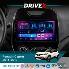 Штатна магнітола для Renault Captur 2013-2019 DriveX SE-903 QLED 9" Android 8-ядерний 4+64Гб SIM-картка 3G/4G DSP 4x50W(TDA7851) бездротовий CarPlay та AndroidAuto